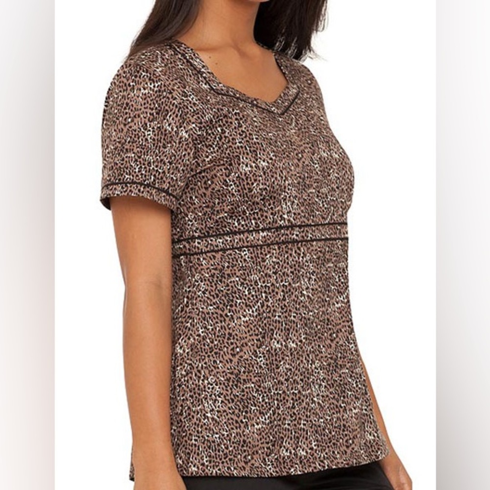 Landau Congo Cheetah Neutral Banded Sweetheart Tunic Size XS
